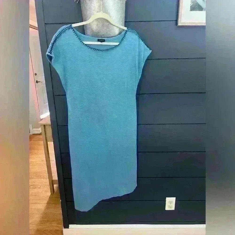 Talbots Blue cotton tee shirt Midi  dress Medium